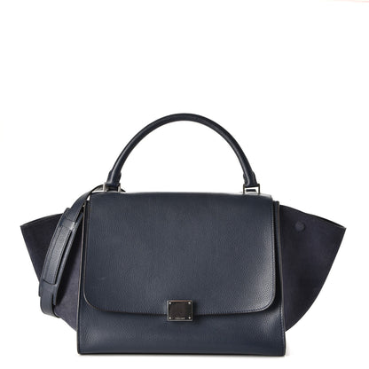 Celine Drummed Calfskin Suede Medium Trapeze Navy 1 of 15