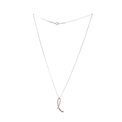 Tiffany Sterling Silver Elsa Peretti Letter L Pendant Necklace 4 of 9