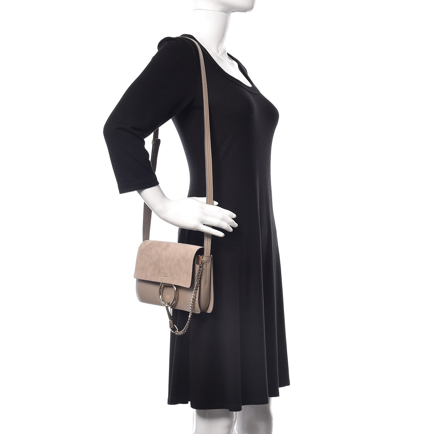 Chloe Suede Calfskin Small Faye Shoulder Bag Motty Grey 2 of 9