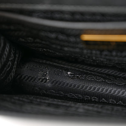 Prada Saffiano Soft Calfskin Metal Triangle Logo Envelope Chain Shoulder Bag Black 7 of 11