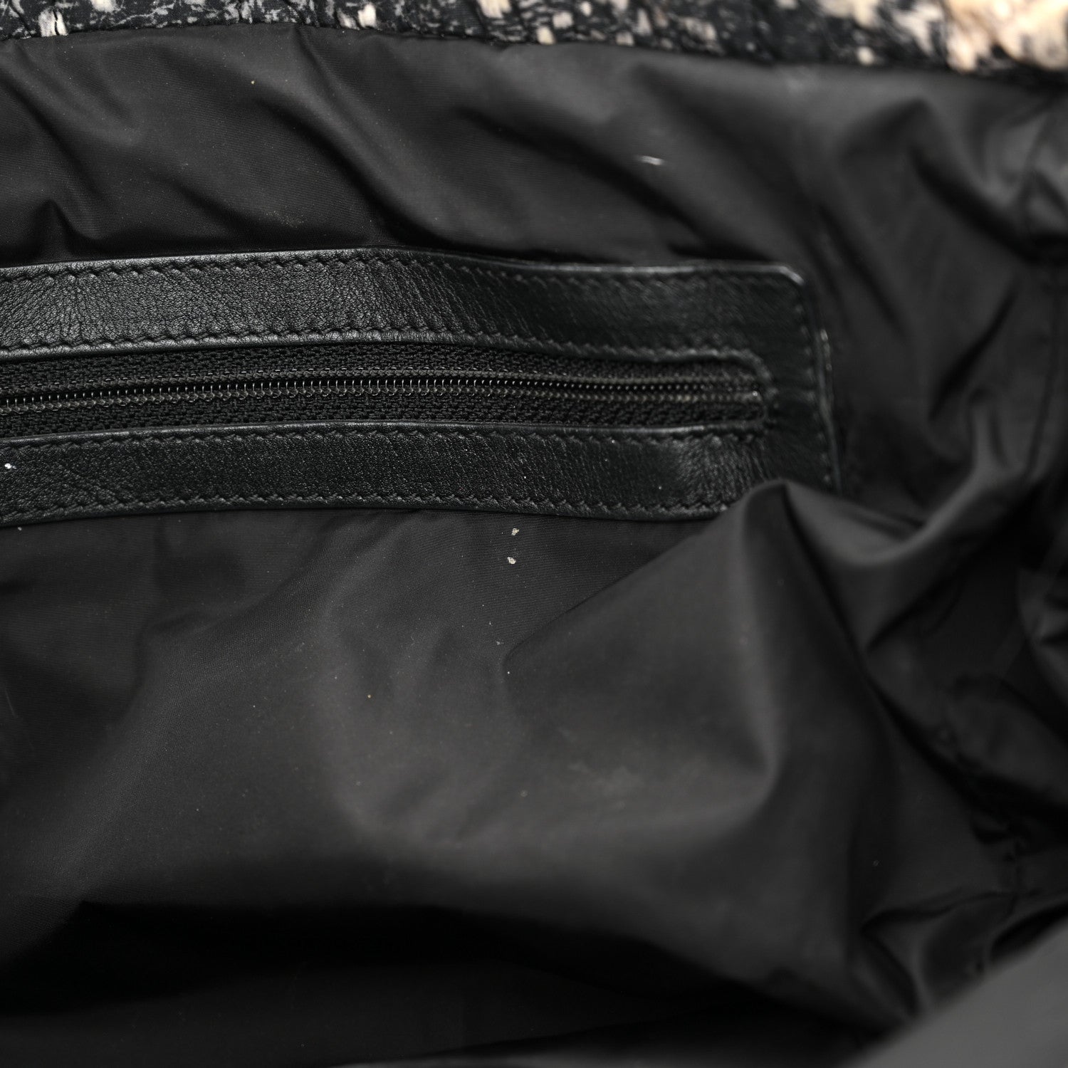 Chanel Lambskin Nylon Tweed Printed Tote Black White 11 of 21