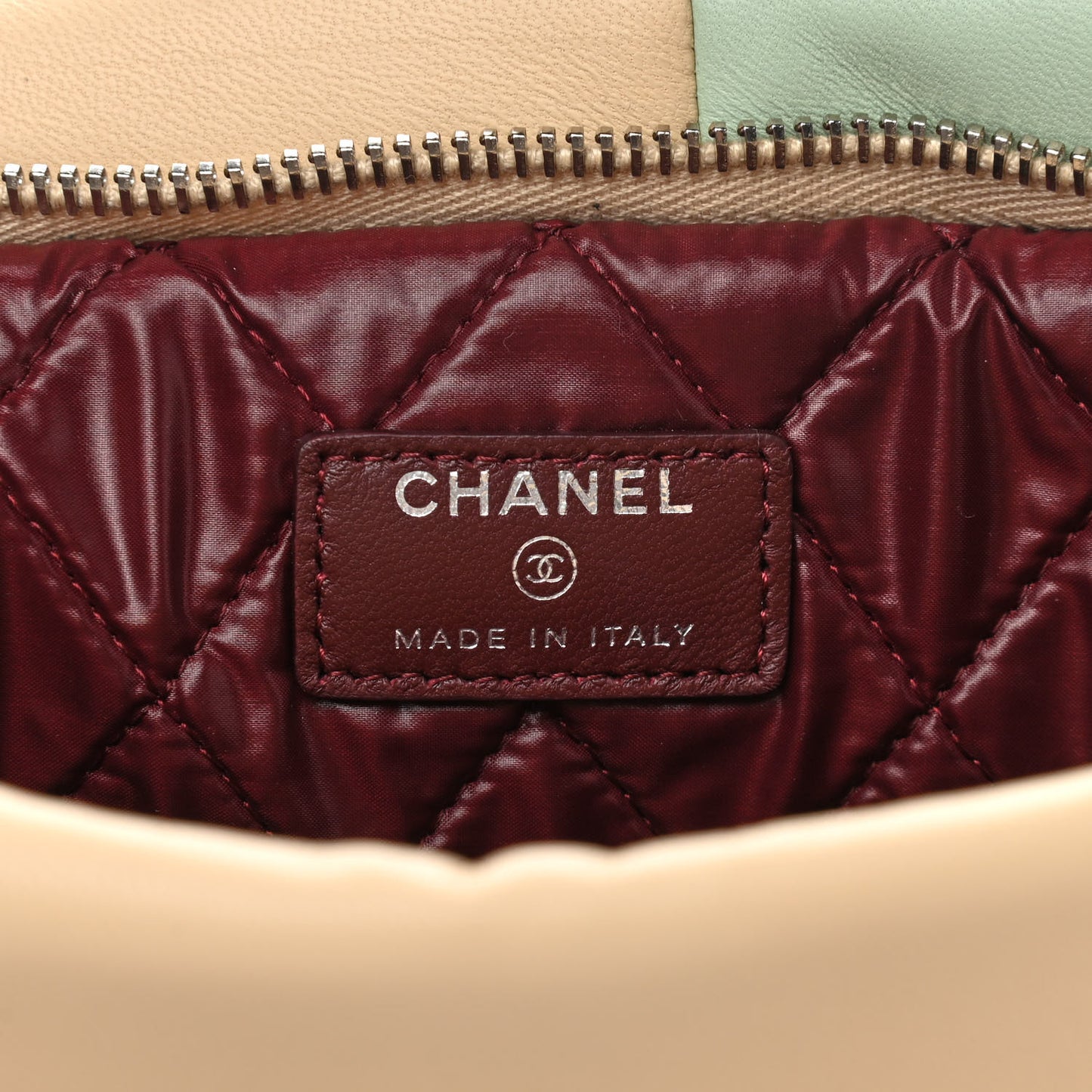 Lambskin Patchwork Medium Cosmetic Case Multicolor Burgundy