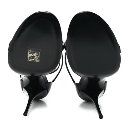 Saint Laurent Calfskin Cassandra 100 Ankle Strap Sandals 39 Black 6 of 10