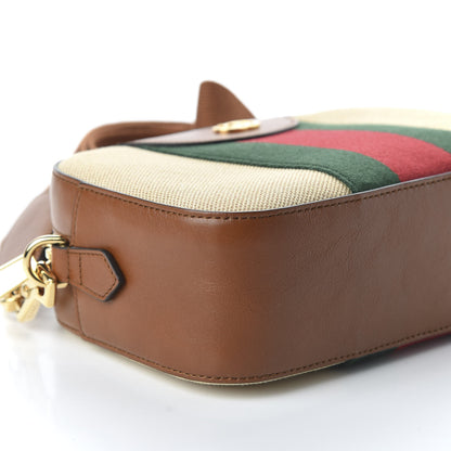 Gucci Vintage Canvas Web Shoulder Bag Sand Cuir 6 of 10