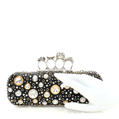 Alexander McQueen Nappa Crystal Skull Knuckle Box Clutch Black 2 of 9