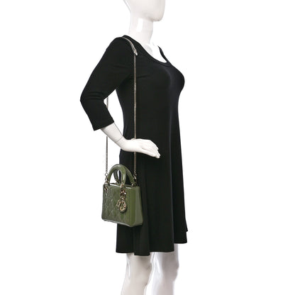 Christian Dior Patent Cannage Mini Lady Dior Dusty Jade 2 of 8