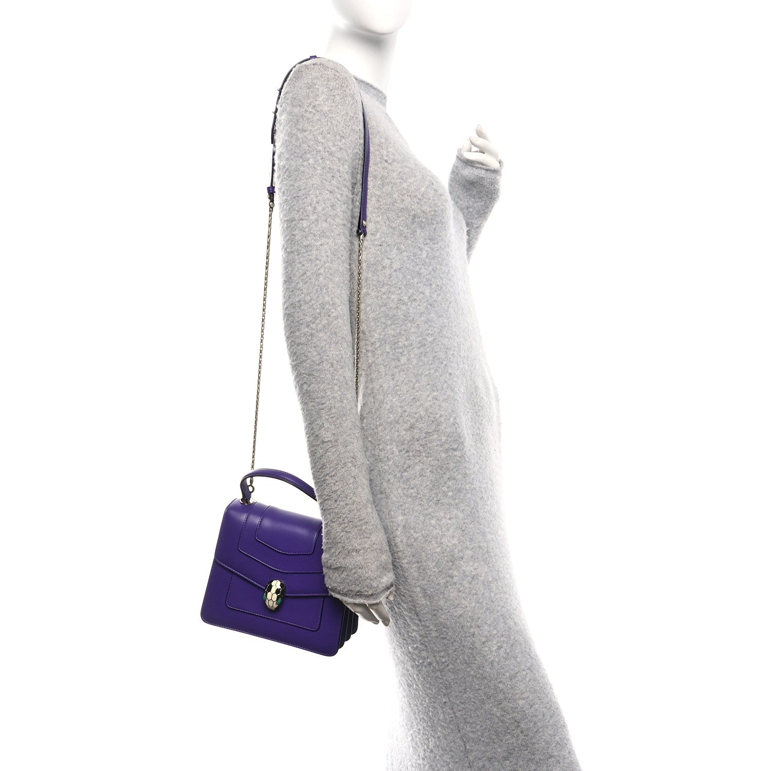 Bulgari Calfskin Serpenti Forever Top Handle Purple 3 of 17