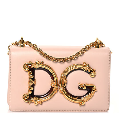 Dolce & Gabbana DOLCE GABBANA Calfskin DG Girls Shoulder Bag Pink 1 of 12