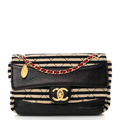 Chanel Jersey Quilted Small Coco Sailor Flap Black White 3 of 13