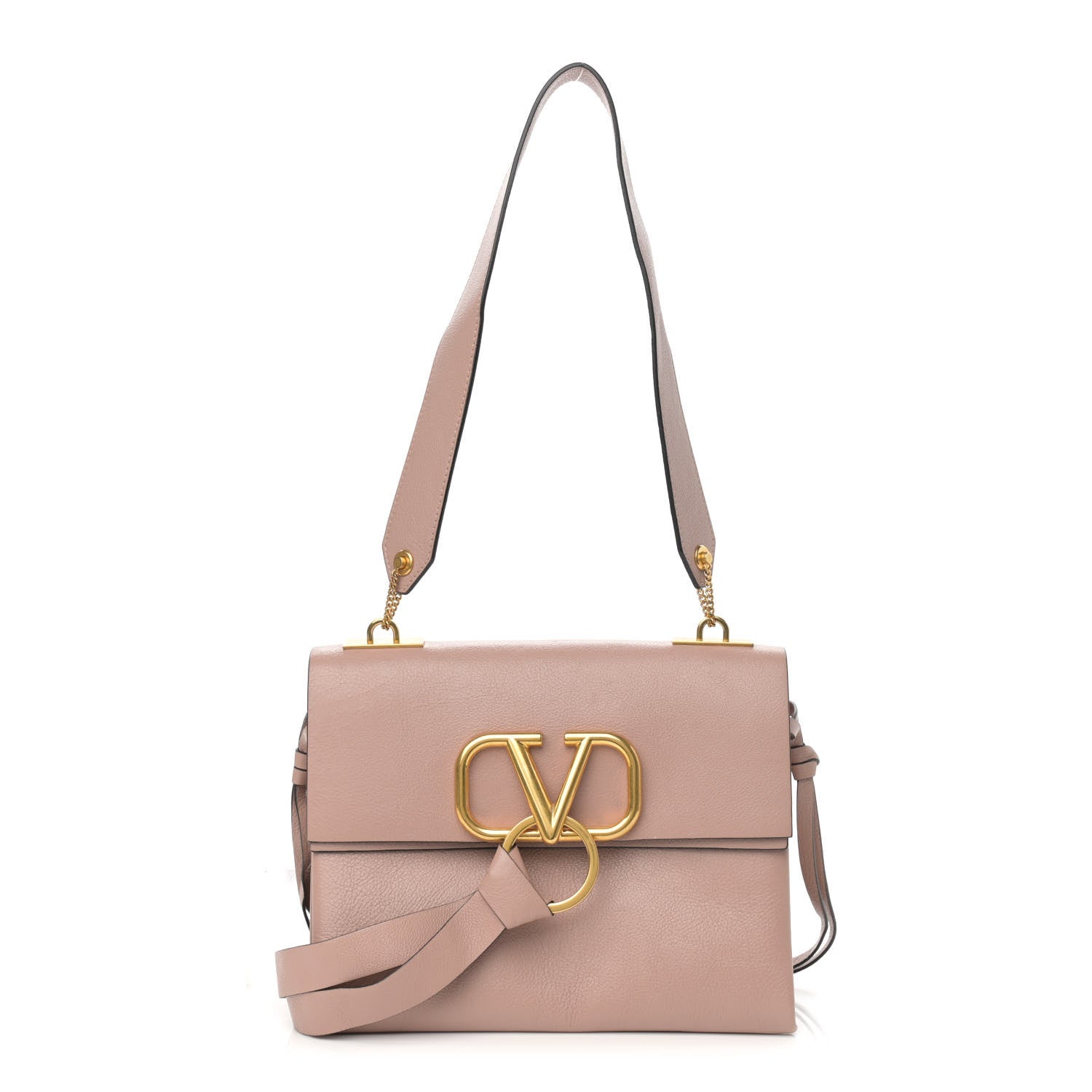 Valentino Garavani Calfskin VRing Shoulder Bag Rose Cannelle 1 of 15