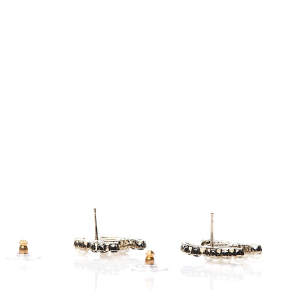 Chanel Resin Pearl CC Dazzling Domino Earrings Gold Black 3 of 5