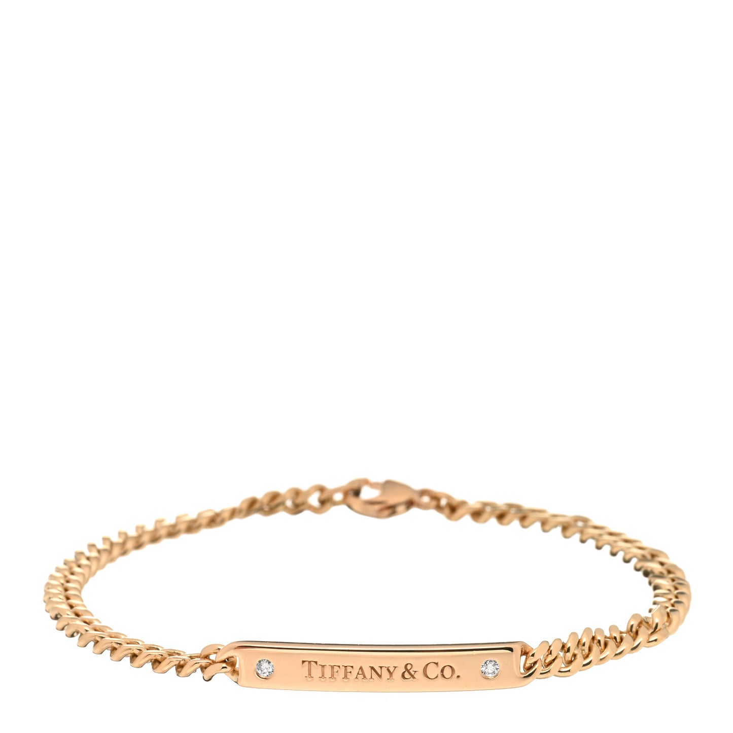 18K Rose Gold Diamond Micro Link ID Chain Bracelet