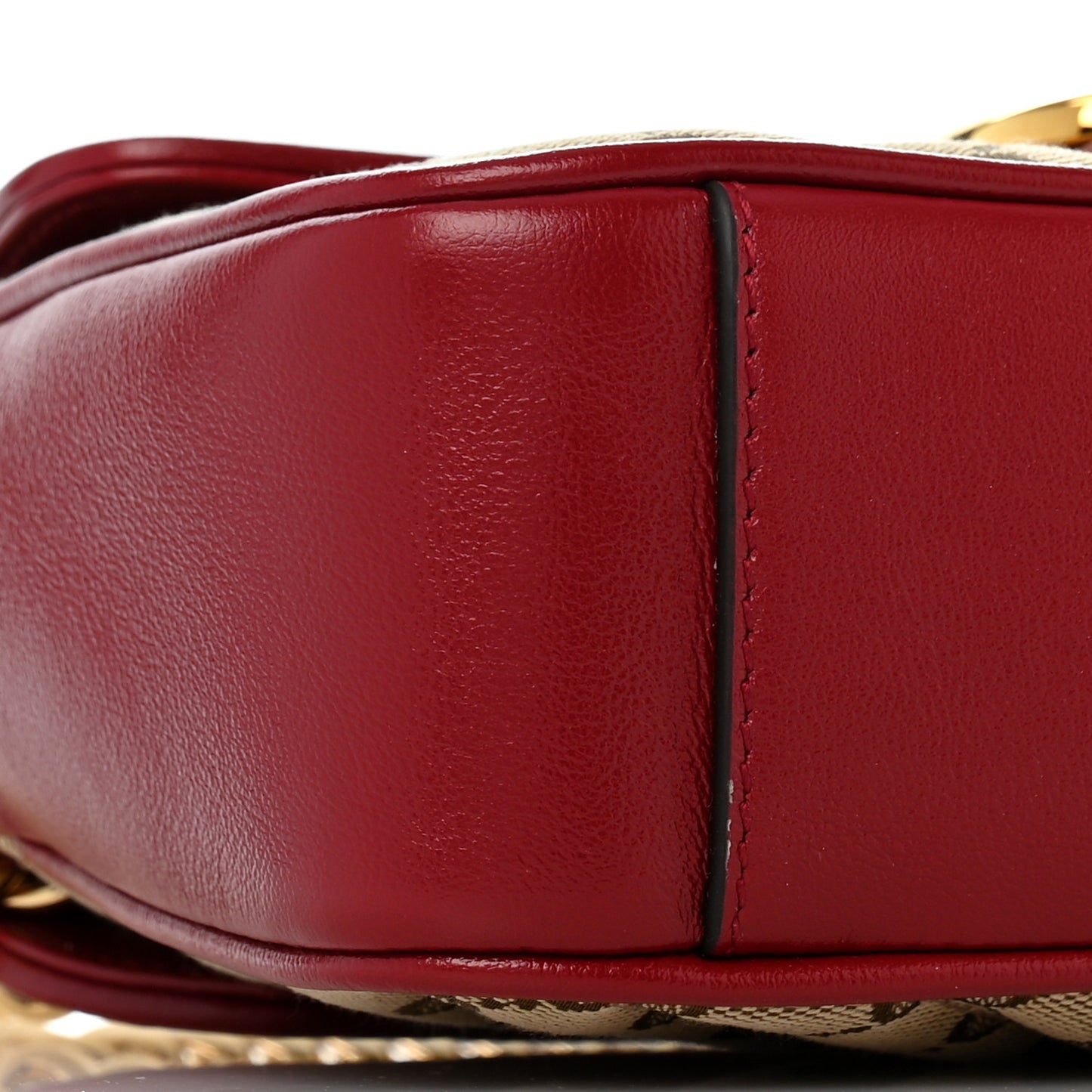 Monogram Azalea Calfskin Matelasse Diagonal Mini GG Marmont Shoulder Bag Beige Ebony New Cherry Red