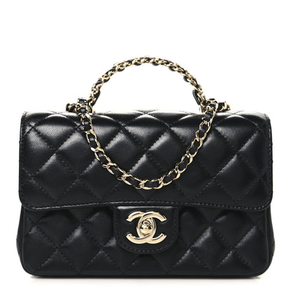 Chanel Lambskin Quilted Mini Crystal Top Handle Rectangular Flap Black 1 of 11