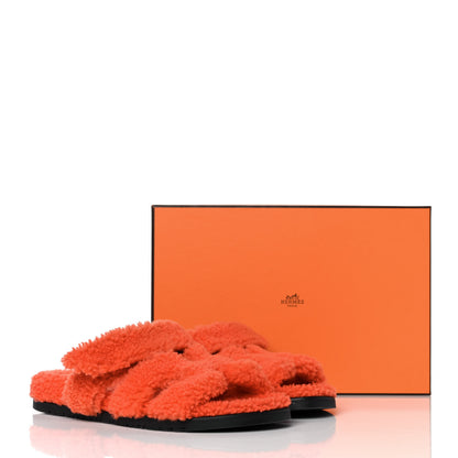 Hermes Woolskin Womens Chypre Sandals 39 Orange 8 of 8