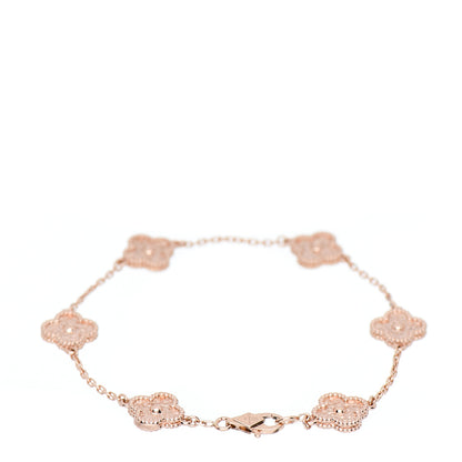 Van Cleef & Arpels 18K Rose Gold 6 Motifs Sweet Alhambra Bracelet 2 of 4