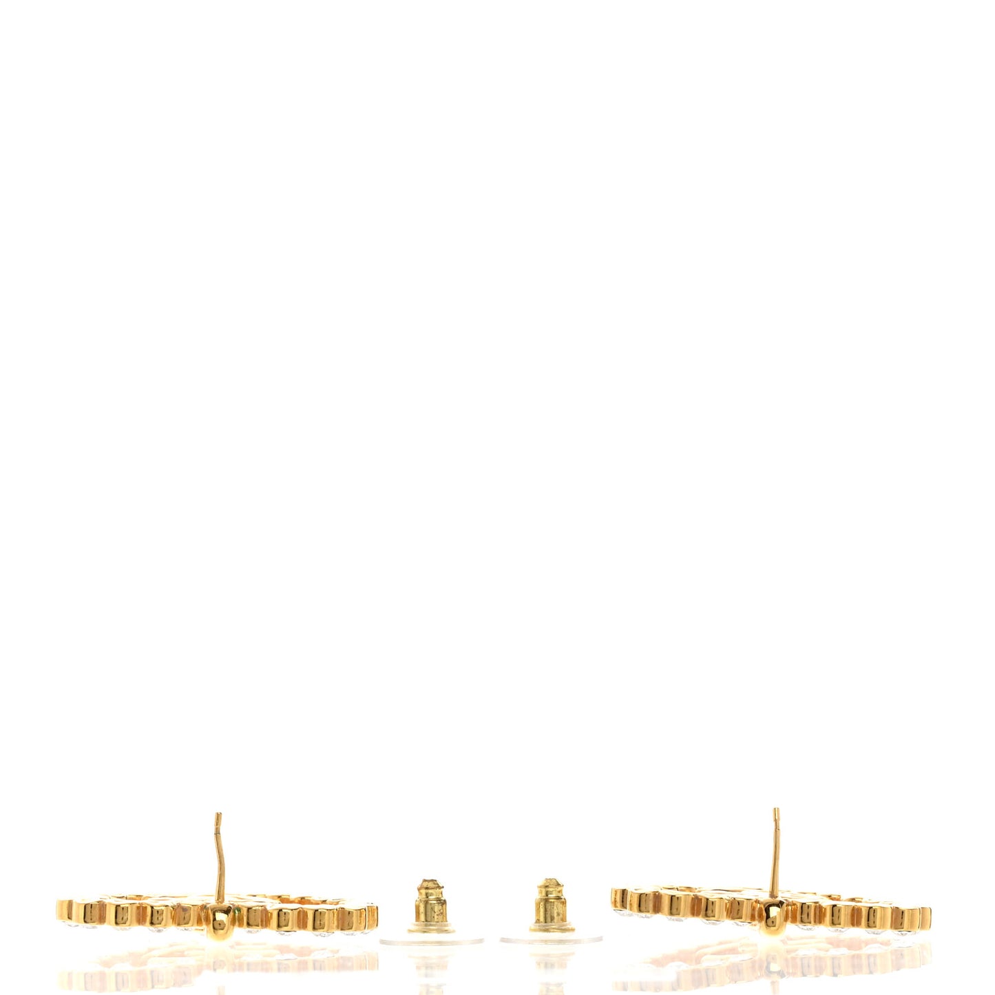Crystal Heart CC Earrings Gold
