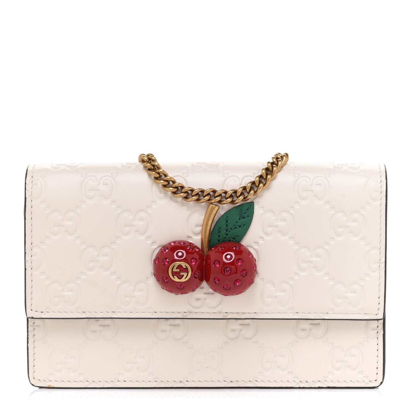 Guccissima Mini Cherry Chain Bag White