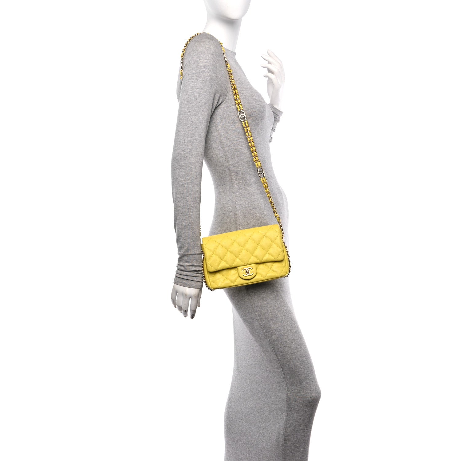Chanel Caviar Quilted Mini CC You Flap Yellow 2 of 12