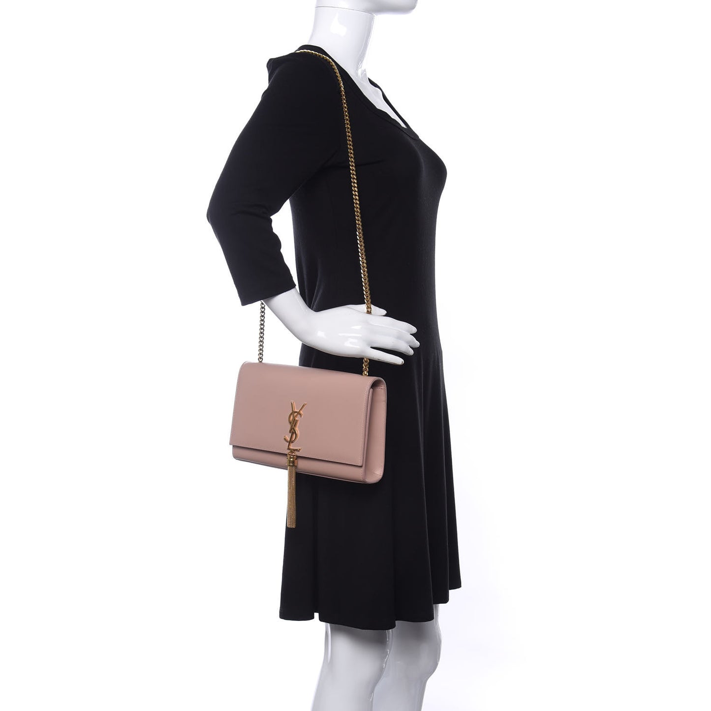 Smooth Calfskin Medium Classic Monogram Kate Tassel Satchel Pink