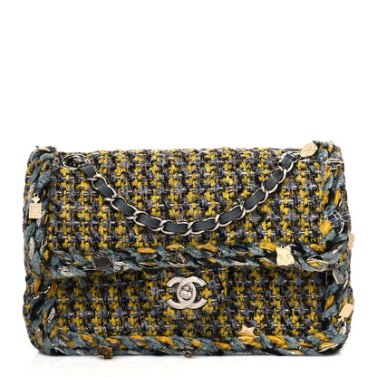 Chanel Tweed Braided Charms Small Flap Yellow Grey Black 1 of 12