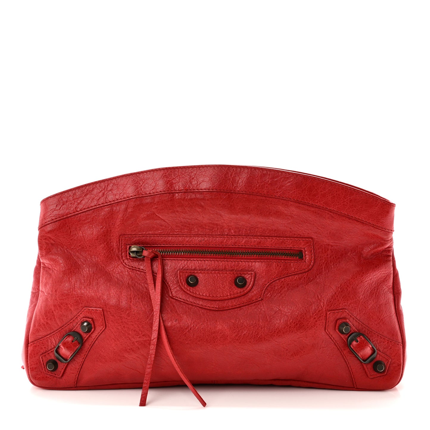 Agneau Classic Hardware Premier Clutch Rouge Coquelicot