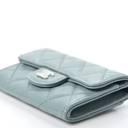 Chanel Caviar Quilted Flap Card Holder Wallet Light Blue 9 of 10