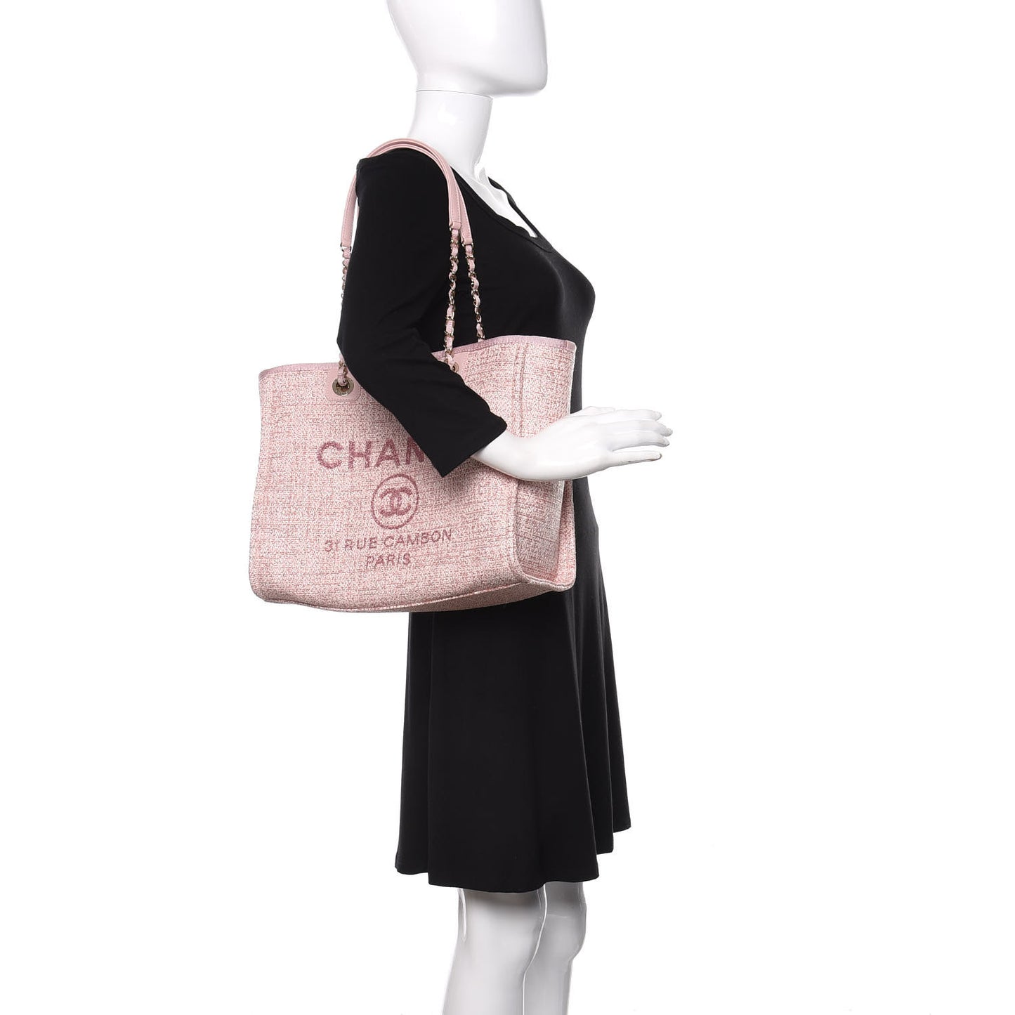 Straw Lurex Small Deauville Tote Pink