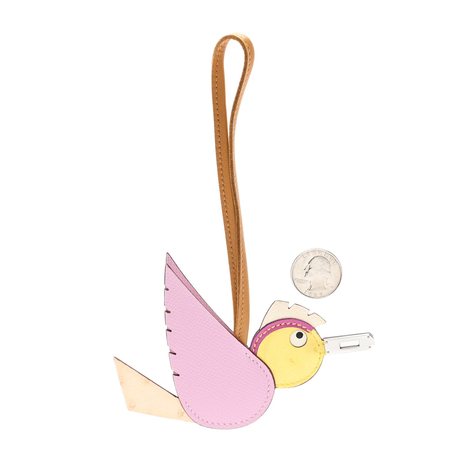 Hermes Ostrich Epsom Swift Birdy Bag Charm Mauve Sylvestre 2 of 5