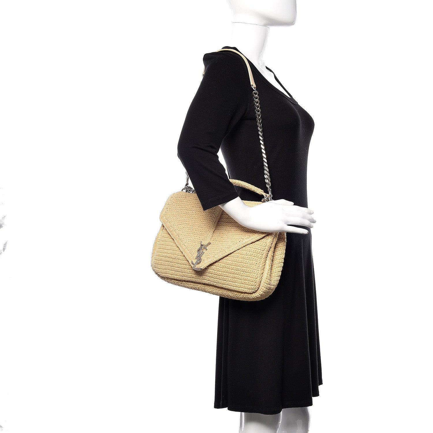 Saint Laurent Raffia Monogram Large College Satchel Naturale 2 of 9