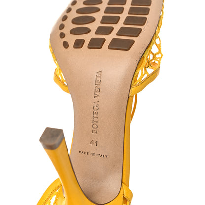 Bottega Veneta Mesh Nappa Stretch Ankle Tie Sandals 41 Egg Yolk 8 of 14
