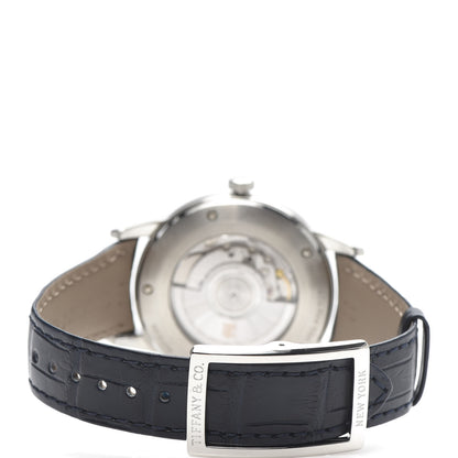 Tiffany Stainless Steel Alligator 40mm CT60 3-Hand Automatic Watch Blue 4 of 9