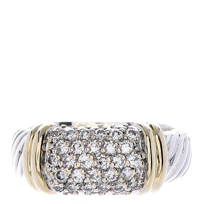 David Yurman Sterling Silver 18K Yellow Gold Diamond 8mm Metro Cable Ring 51.5 6 1 of 6