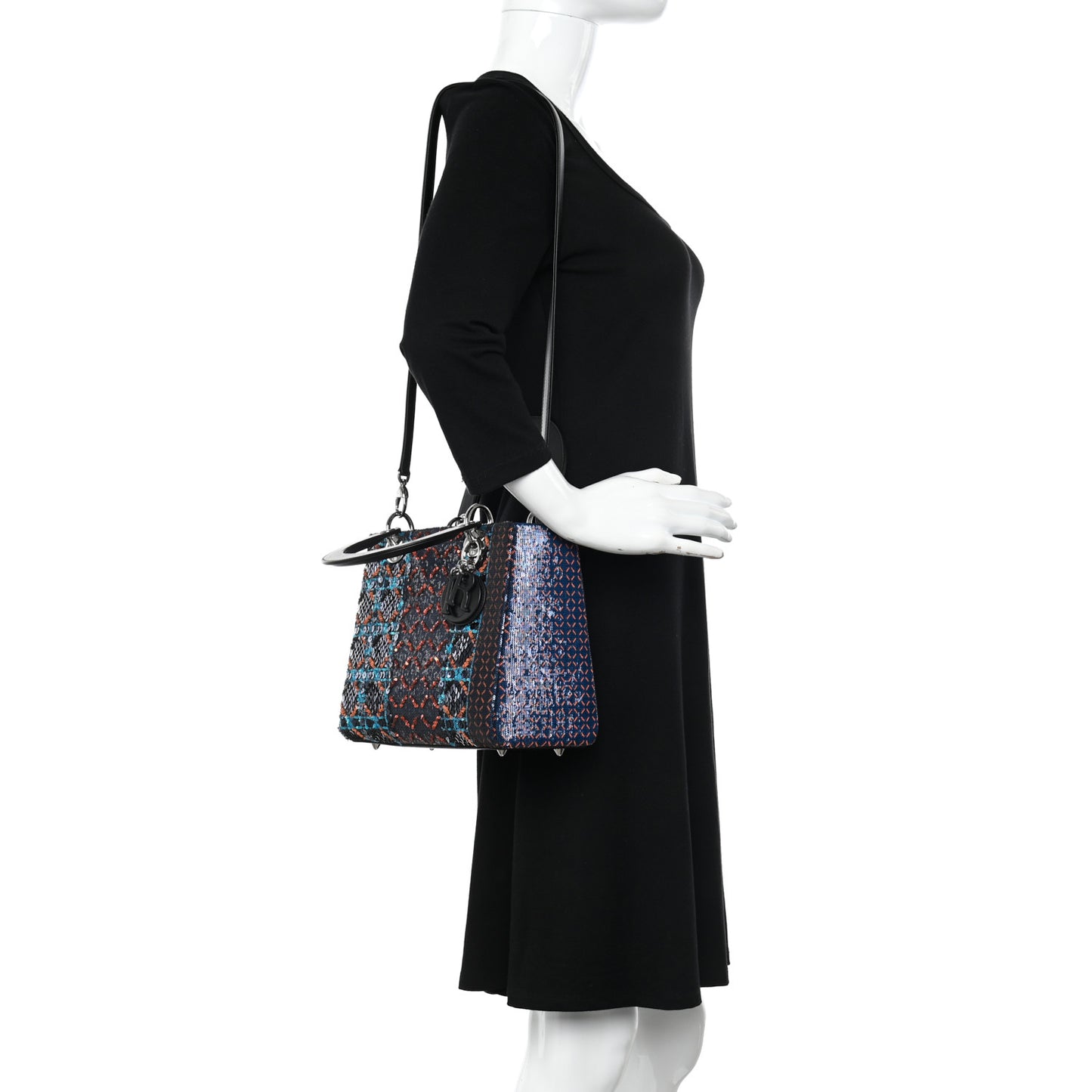 Sequin Medium Lady Dior Black Multicolor