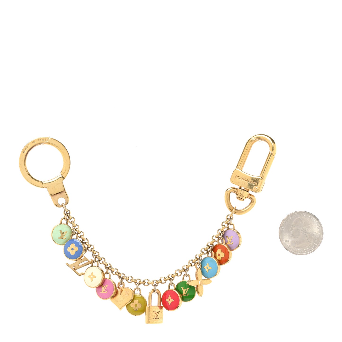 Metal Enamel Pastilles Key Chain Bag Charm Multicolor