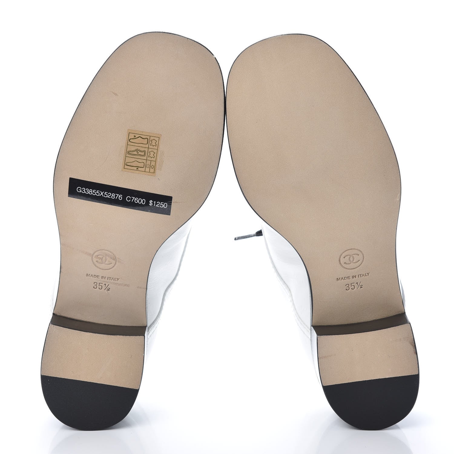 Chanel Patent Calfskin CC Lace Up Boots 35.5 White Black 5 of 10