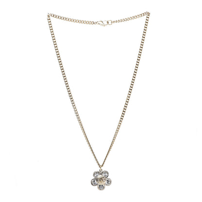 Chanel Crystal CC Flower Pendant Necklace Gold 3 of 6