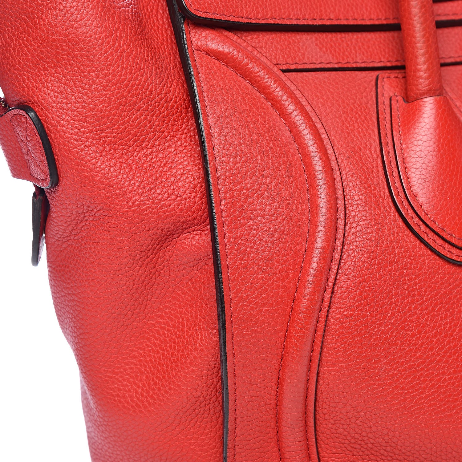 Celine Drummed Calfskin Mini Luggage Red 16 of 21