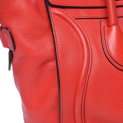 Celine Drummed Calfskin Mini Luggage Red 16 of 21