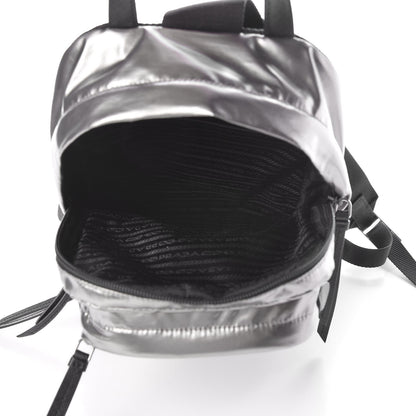 Prada Metallic Tessuto Nylon Saffiano Sling Backpack Silver 5 of 8
