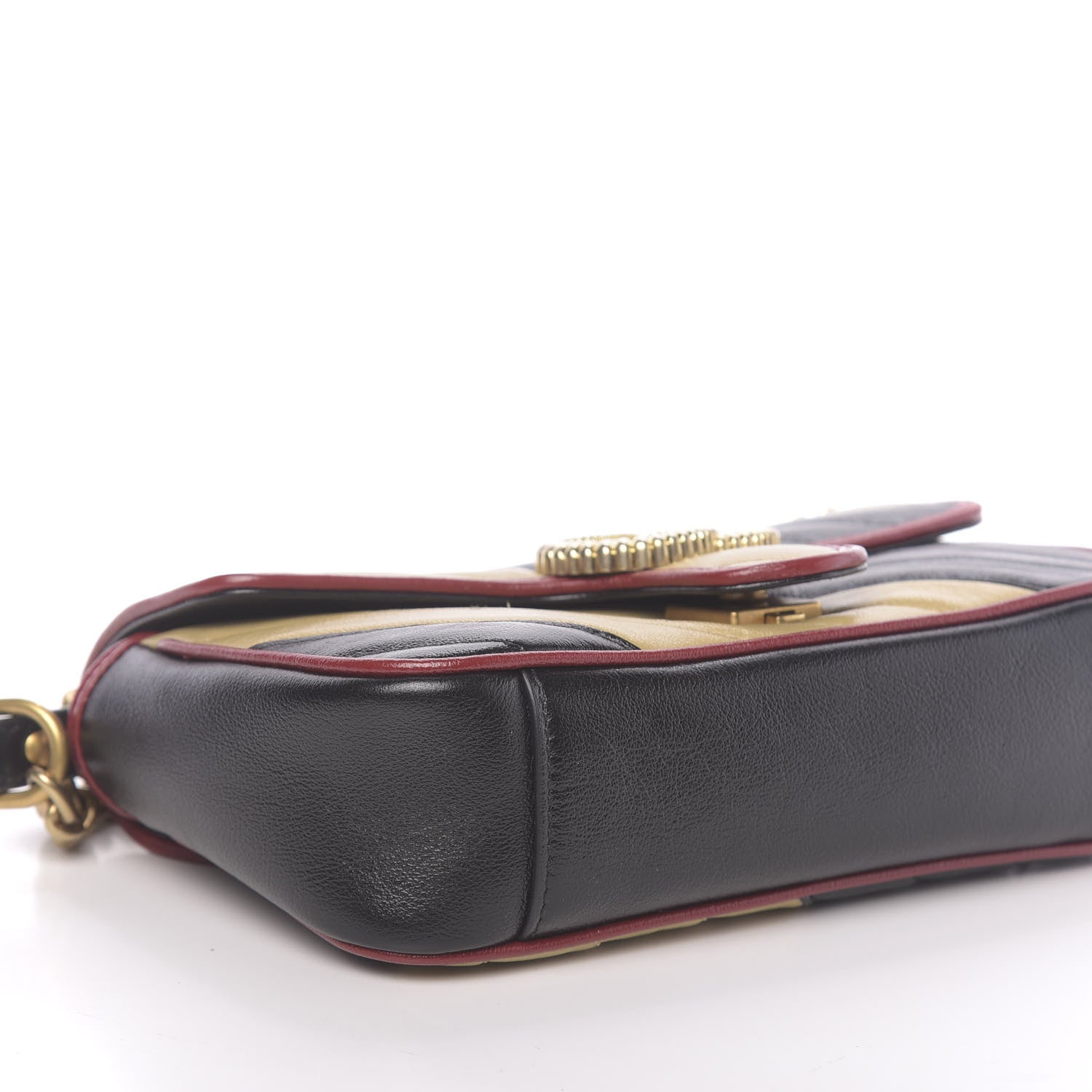 Gucci Azalea Calfskin Matelasse Diagonal Patchwork Mini Torchon GG Marmont Shoulder Bag Black Beige Romantic Cerise 8 of 10