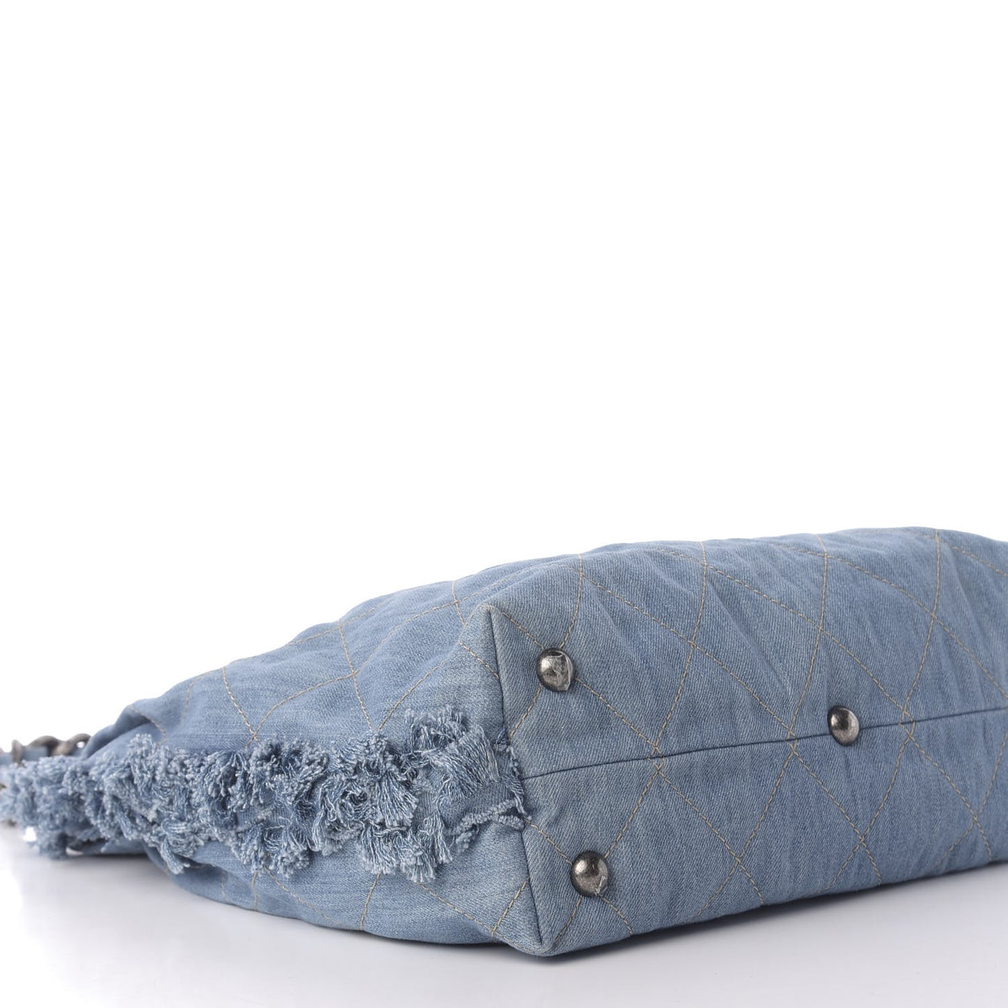 Denim Quilted Chain Hobo Light Blue