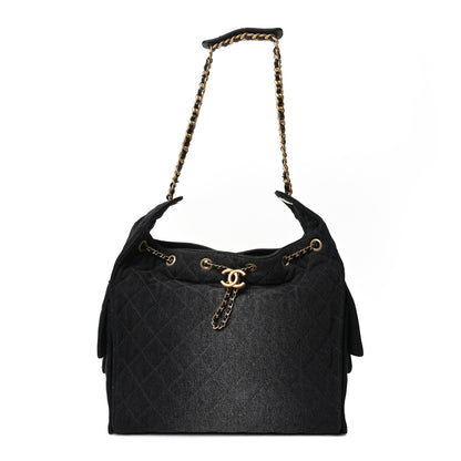 Chanel Washed Denim Quilted Medium Chanel 25 Handbag Black 1 of 11