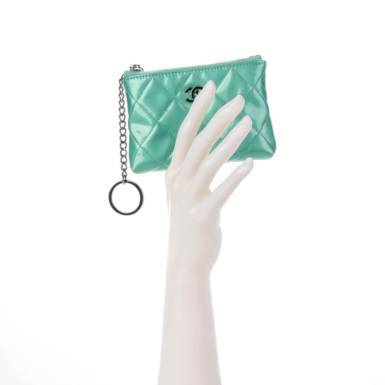 Chanel Patent Quilted Key Holder Case Green 2 of 7