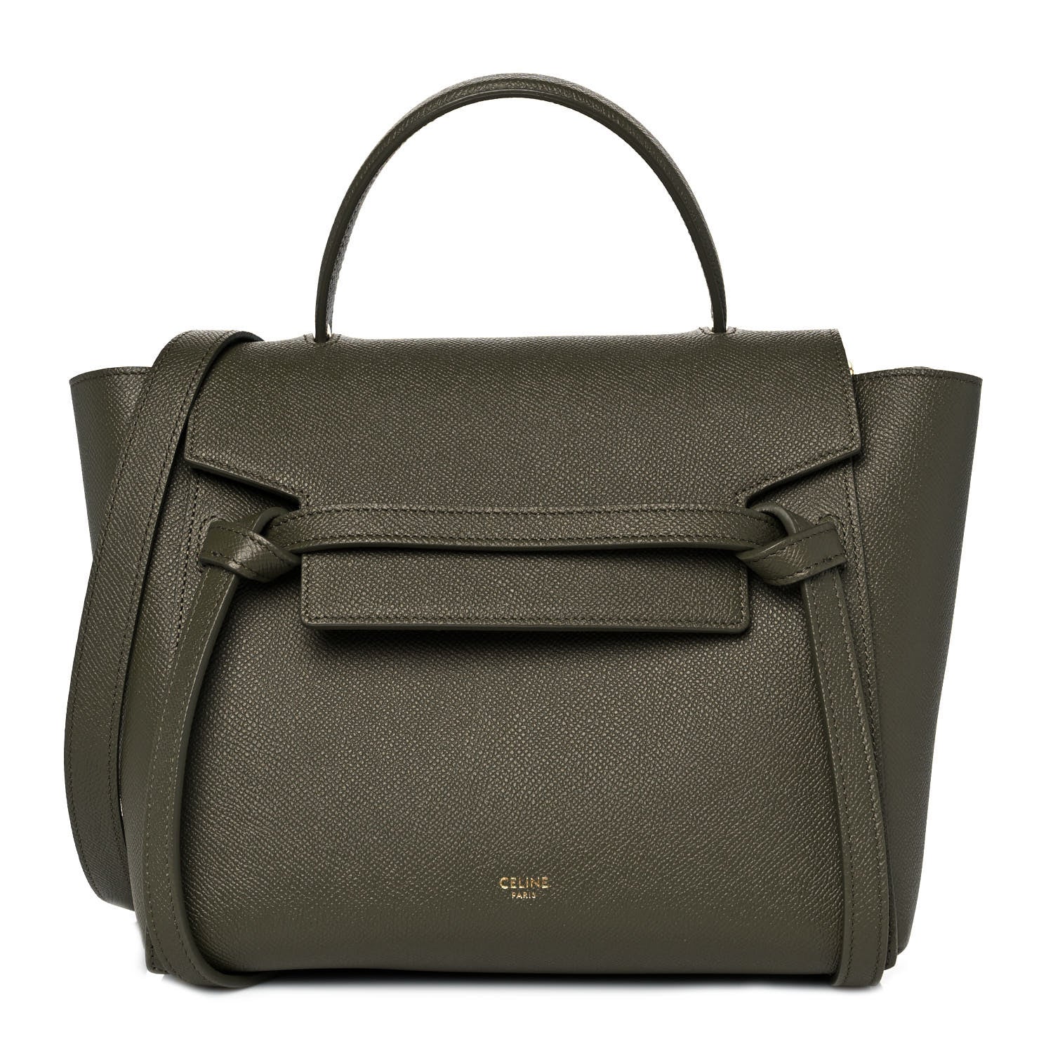 Celine Grained Calfskin Micro Belt Bag Dark Olive 1 of 8