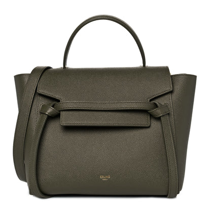 Celine Grained Calfskin Micro Belt Bag Dark Olive 1 of 8