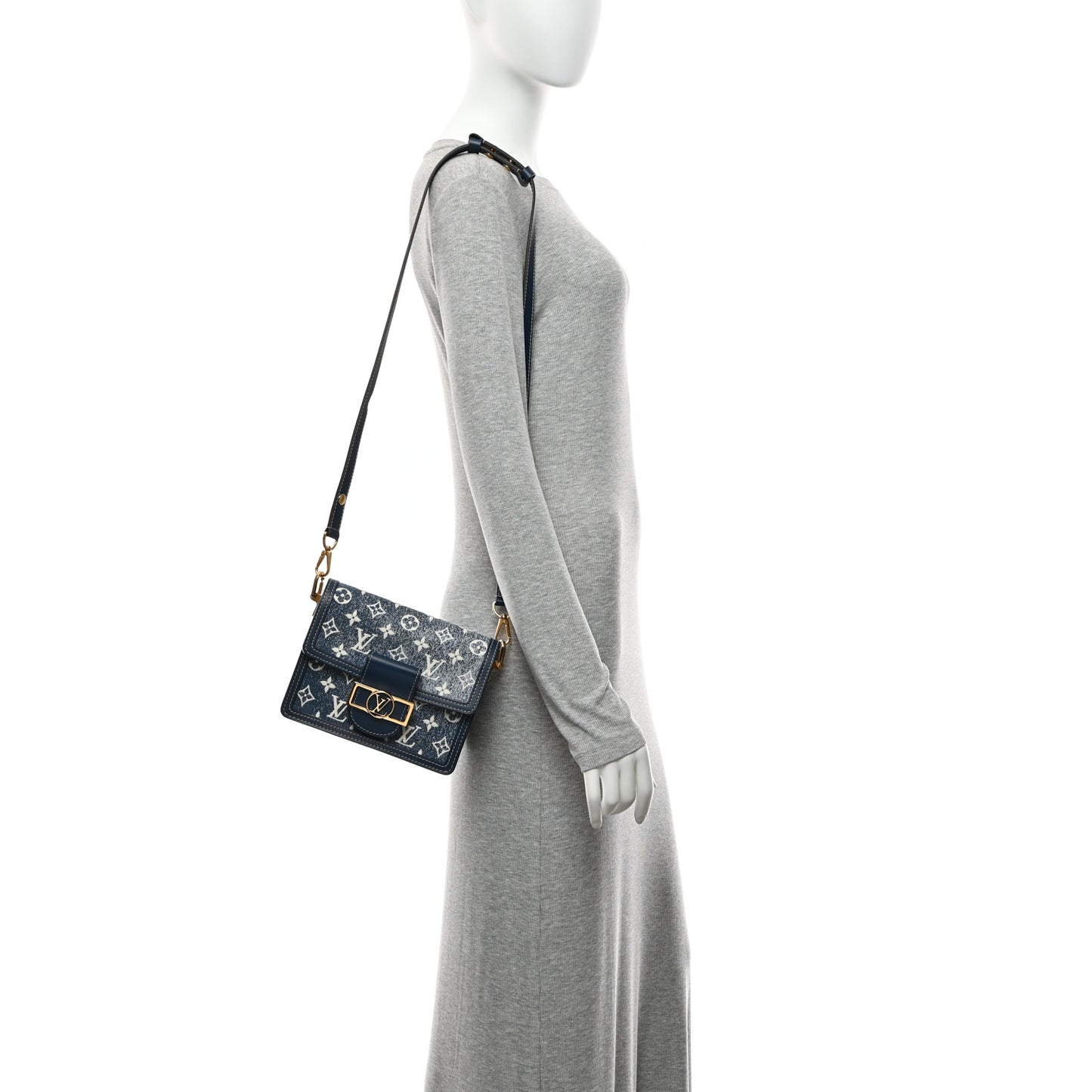Denim Monogram Jacquard Dauphine Mini Bleu