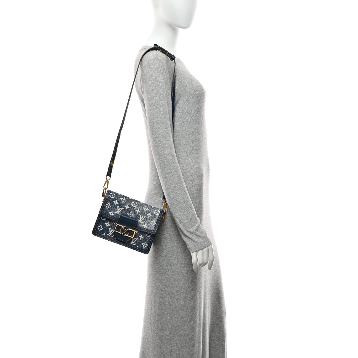 Louis Vuitton Denim Monogram Jacquard Dauphine Mini Bleu 2 of 10