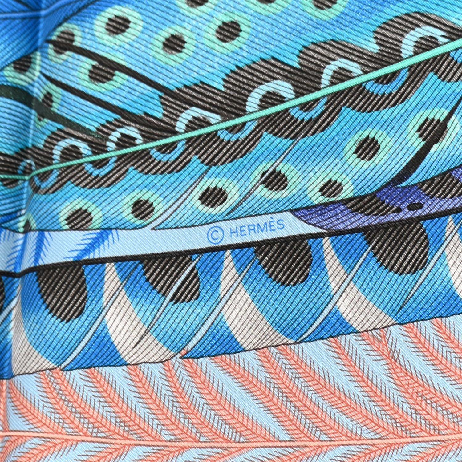 Hermes Silk Plumes En Fete Scarf 90 Ciel Vert Brun 3 of 13