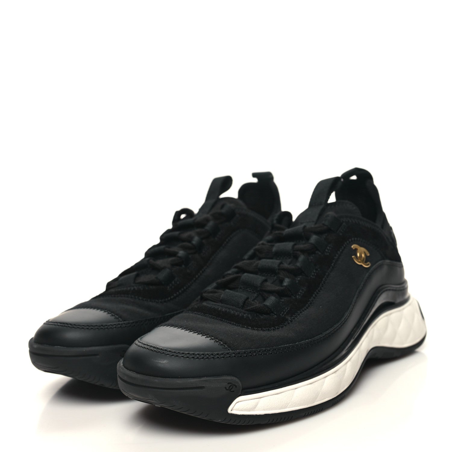 Chanel Velvet Calfskin Mixed Fibers CC Sneakers 39 Black 3 of 8